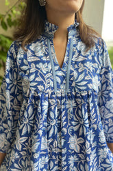 Blue Printed Cotton Dress